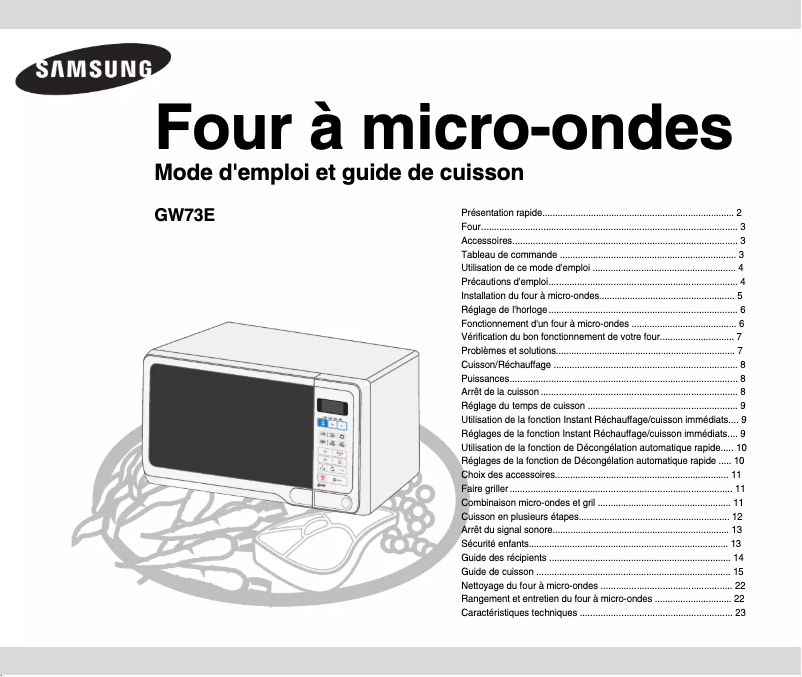 Image de la première page du manuel de l'appareil GW73E