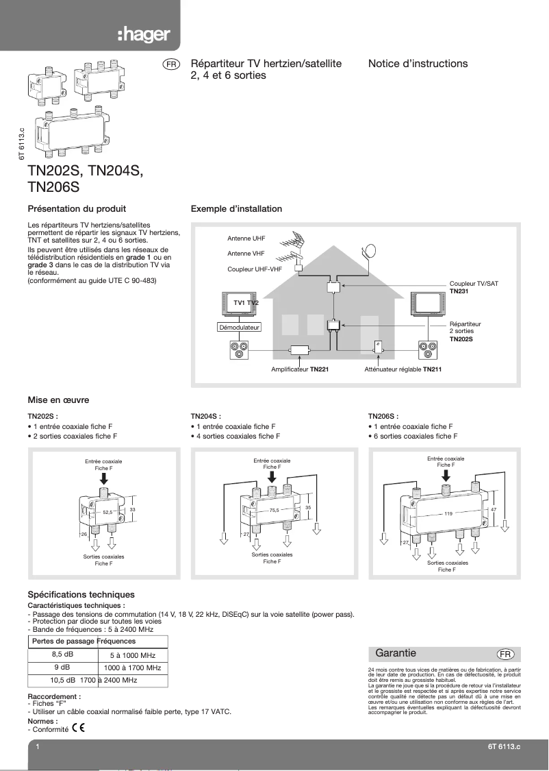 Image de la première page du manuel de l'appareil TN206S