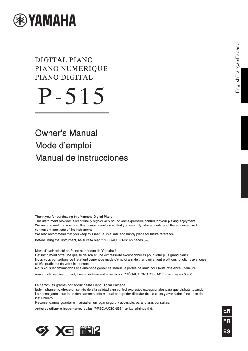 Page n°1 - Manuel utilisateur Yamaha P-515
