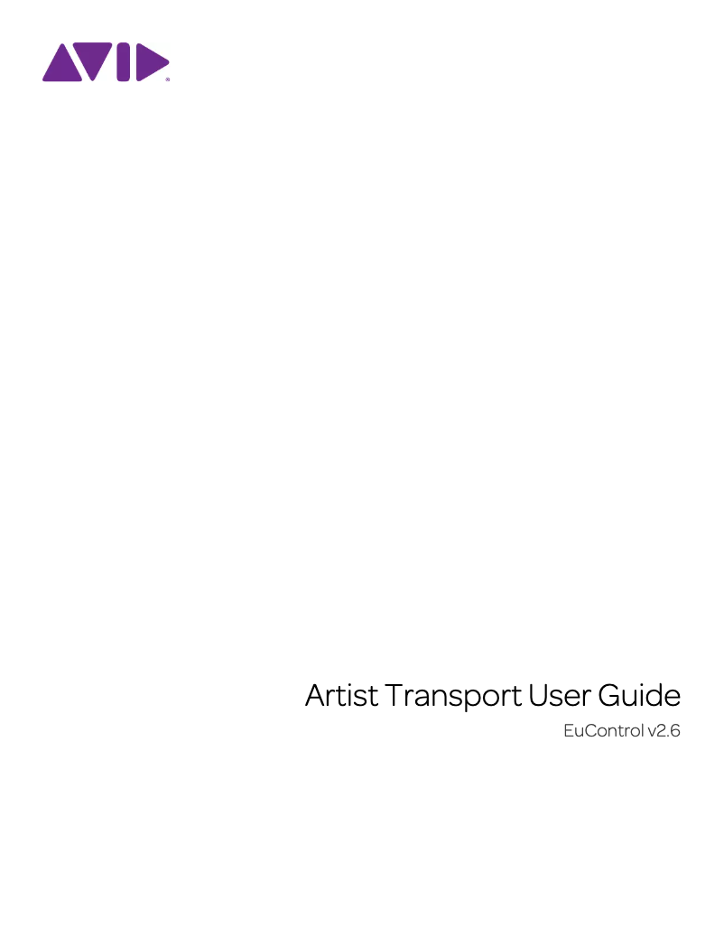 Page n°1 - Manuel utilisateur Avid Artist Transport