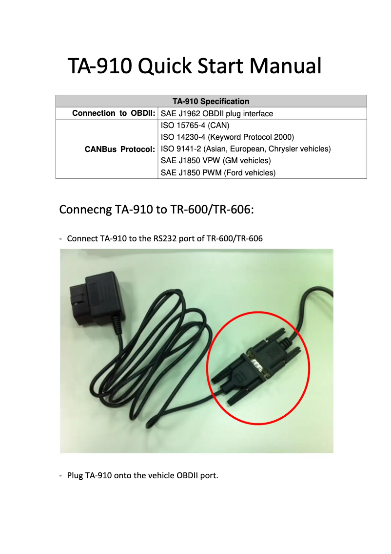 Image de la première page du manuel de l'appareil TA-910