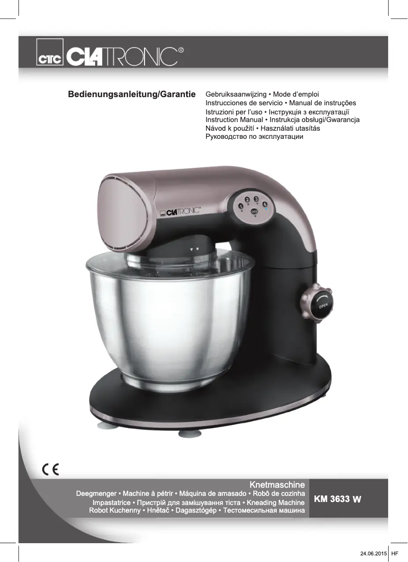 Page 1 de la notice Manuel utilisateur Clatronic KM 3633