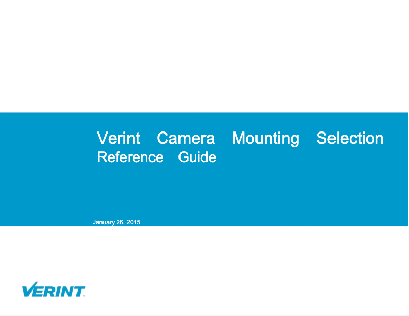 Page n°1 - Manuel utilisateur Verint V3320FDW-DN
