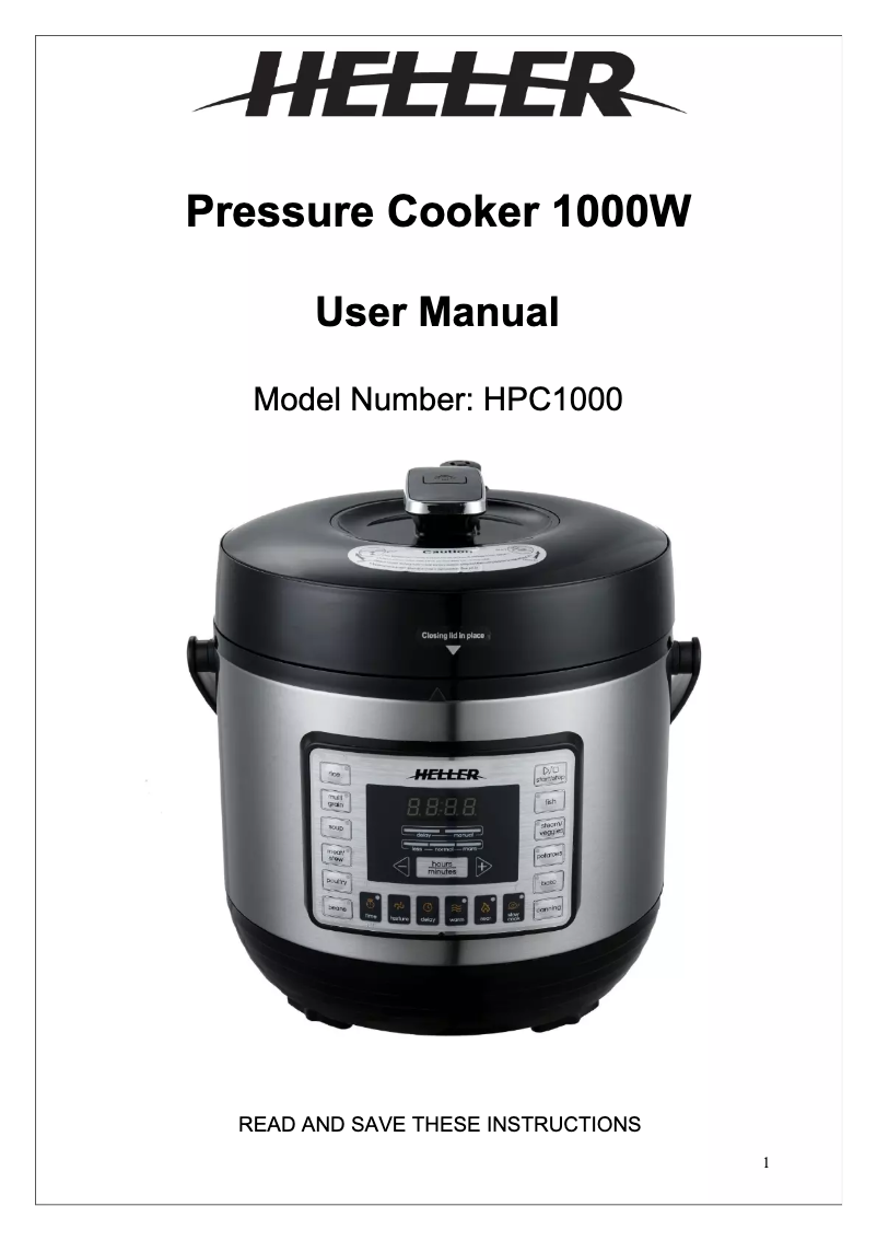Page 1 de la notice Manuel utilisateur Heller HPC1000