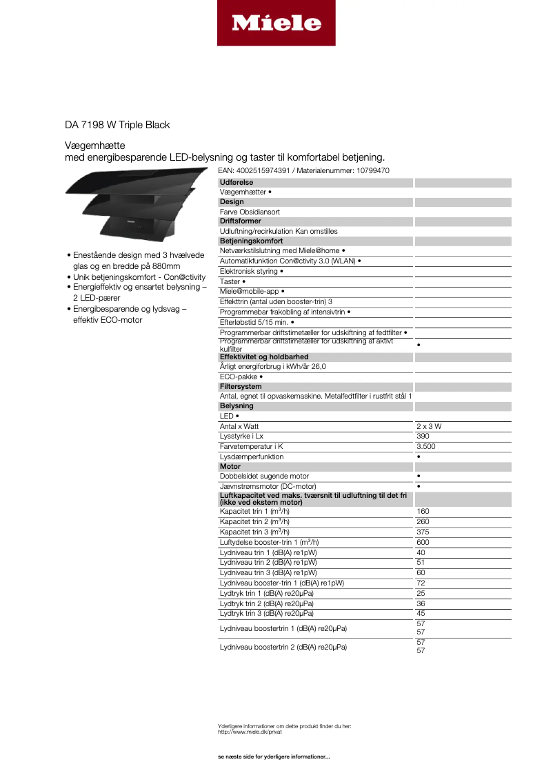 Page n°1 - Fiche technique Miele DA 7198 W Triple Black