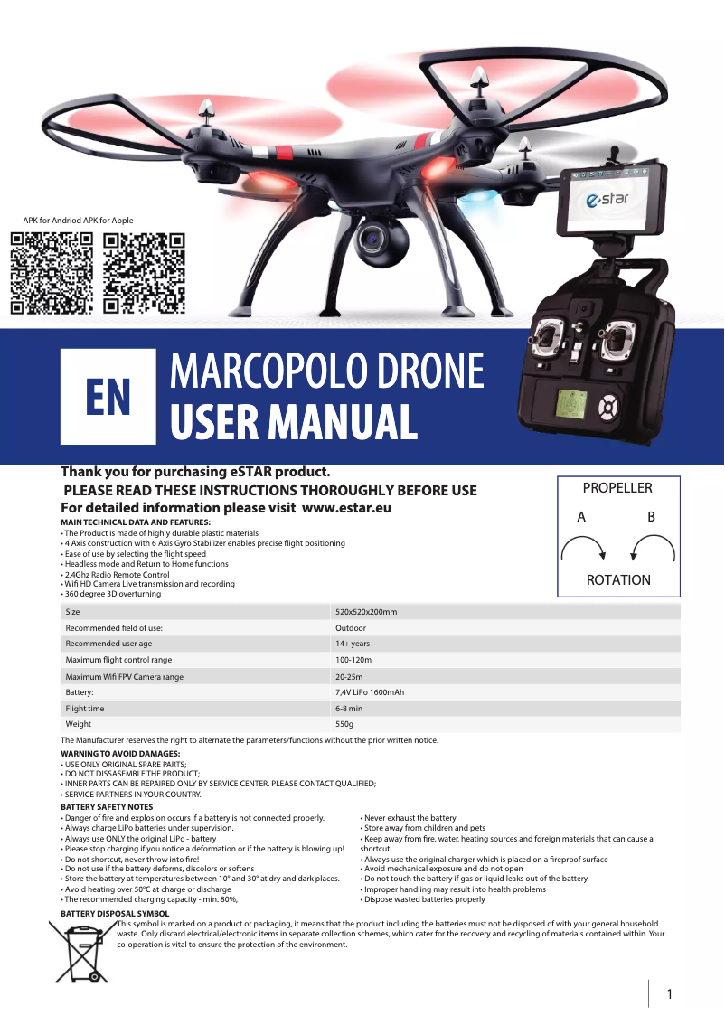 Page n°1 - Manuel utilisateur eSTAR Marcopolo-52 HD FPV