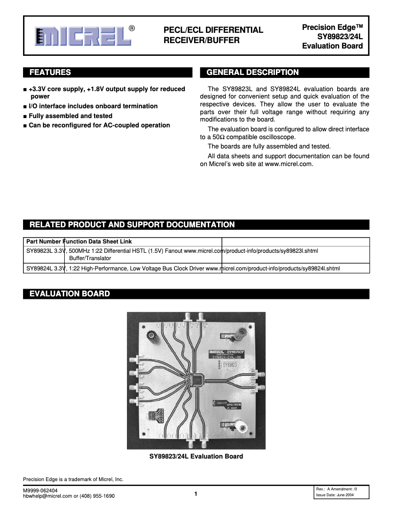 Page 1 de la notice Manuel utilisateur Microchip SY89824L