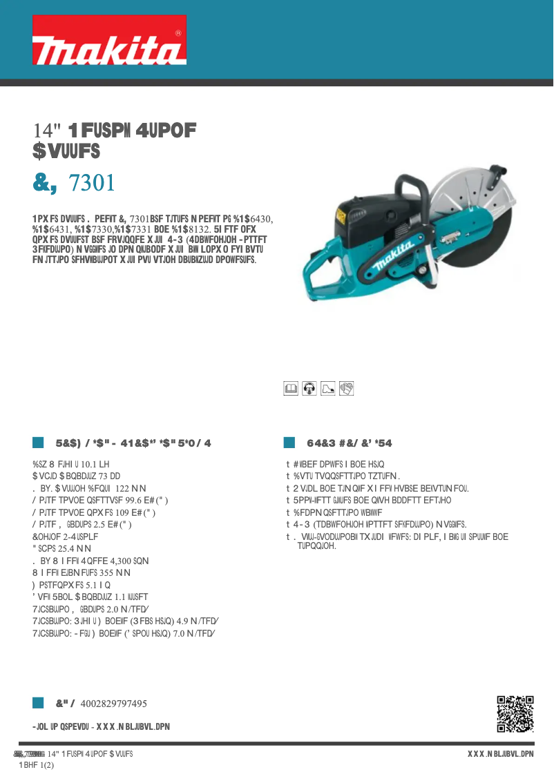 Page 1 de la notice Fiche technique Makita EK7301