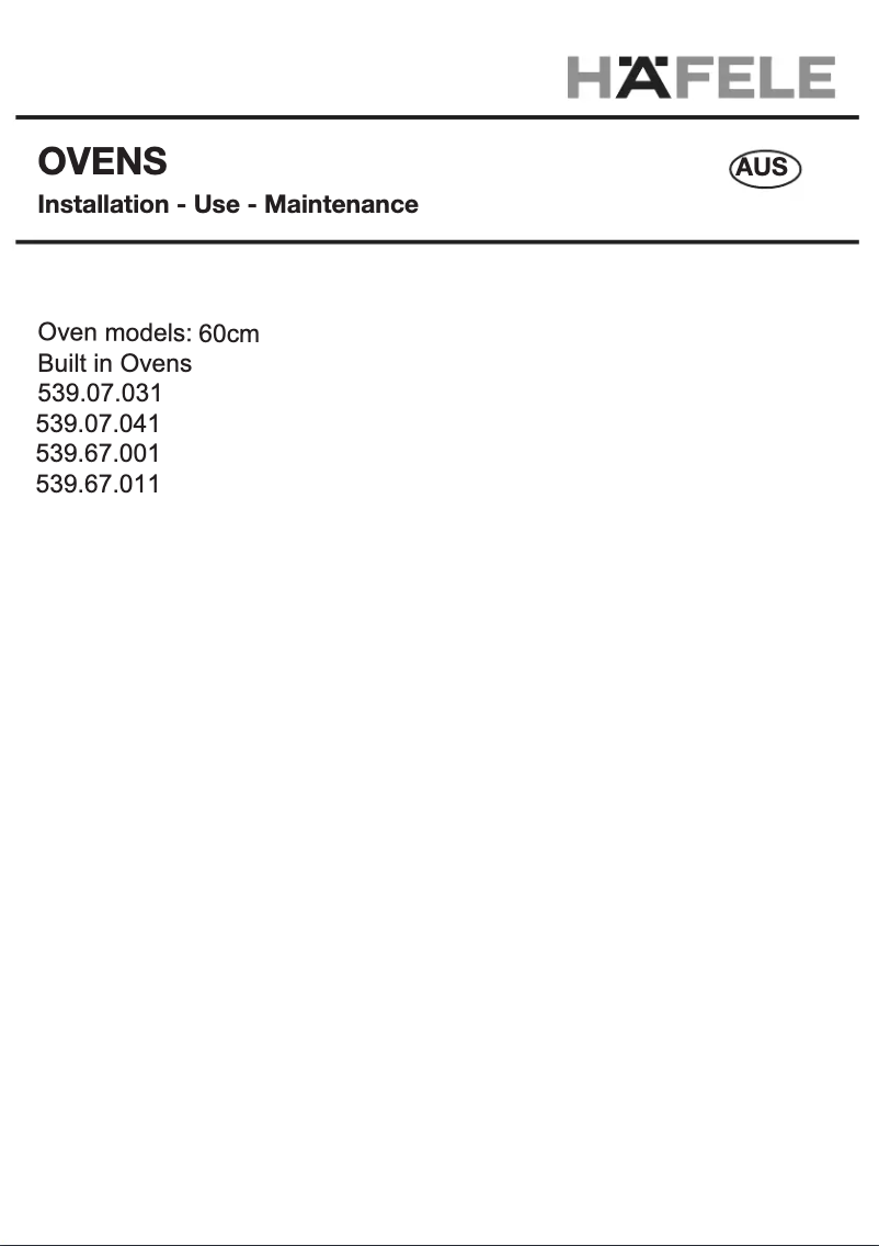 Page n°1 - Manuel utilisateur Häfele 539.07.041