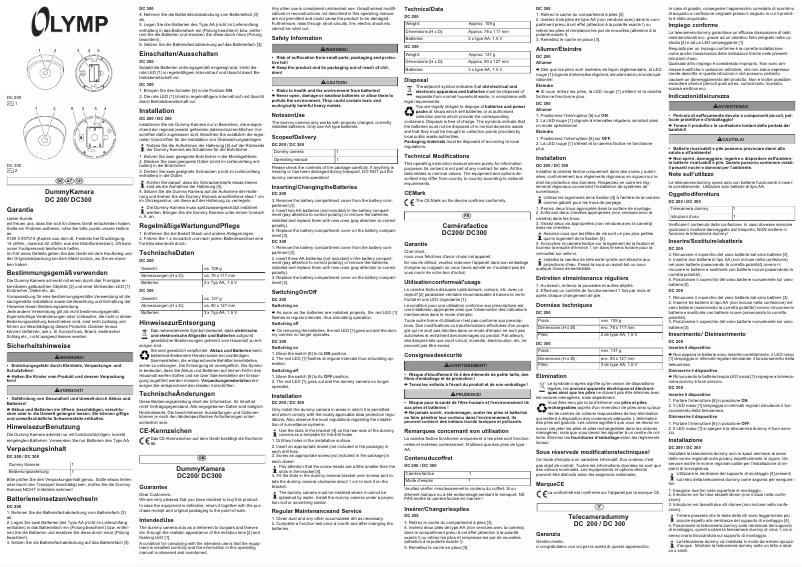 Page n°1 - Manuel utilisateur Olymp DC 500