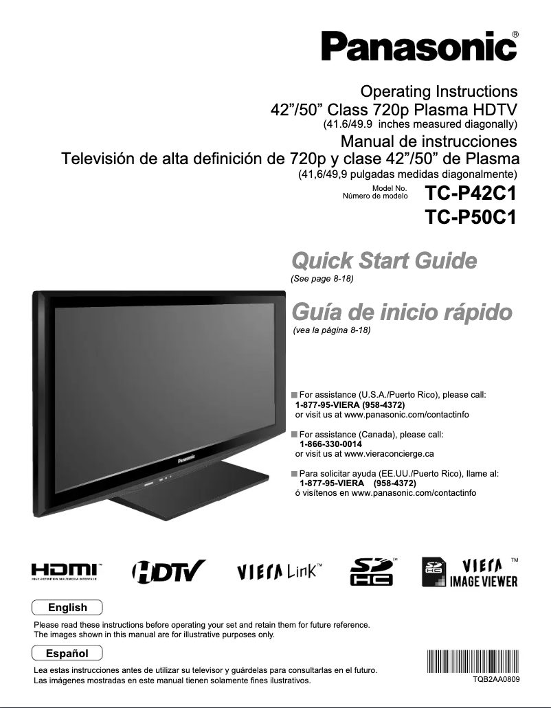 Page 1 of the manual User Manual Panasonic Viera TC-P42C1