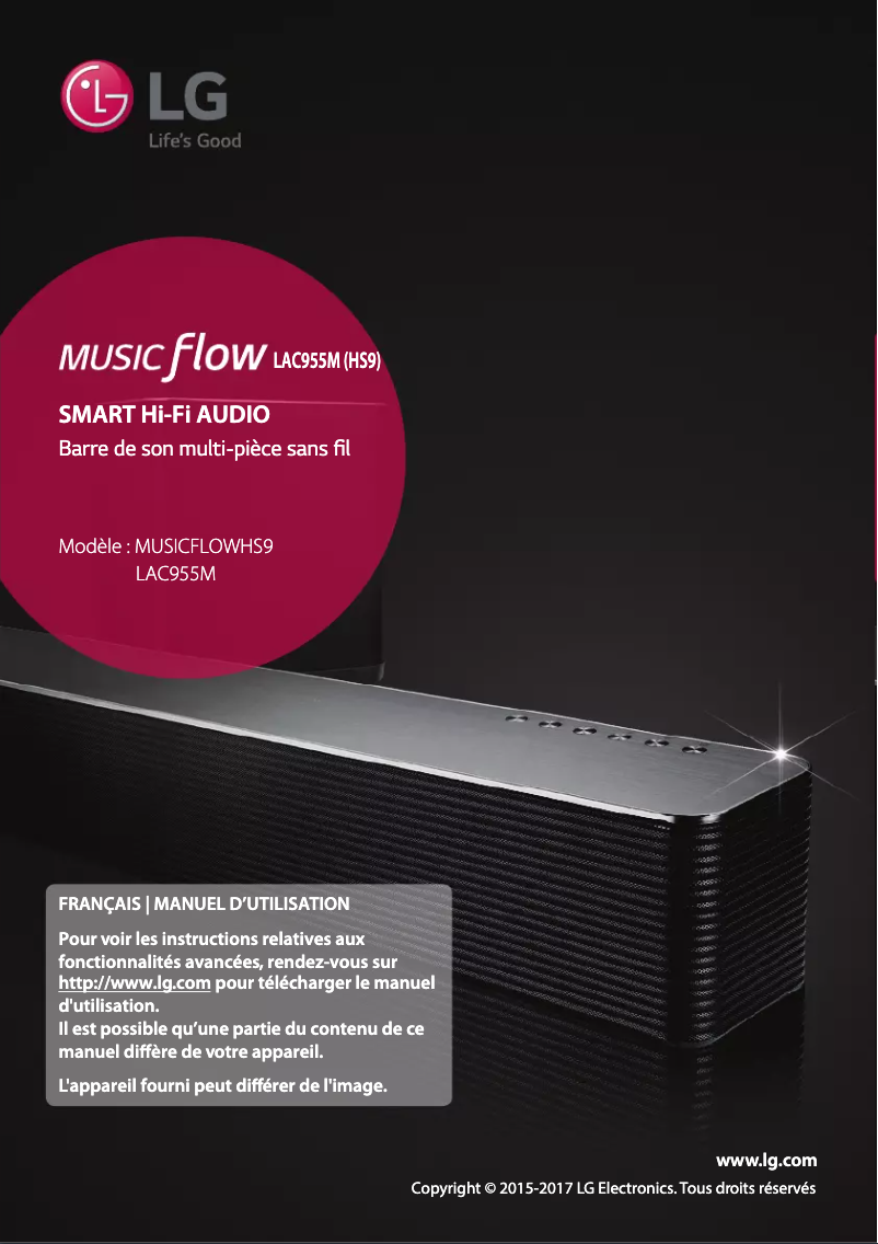 Page 1 de la notice Manuel utilisateur LG LAS950M