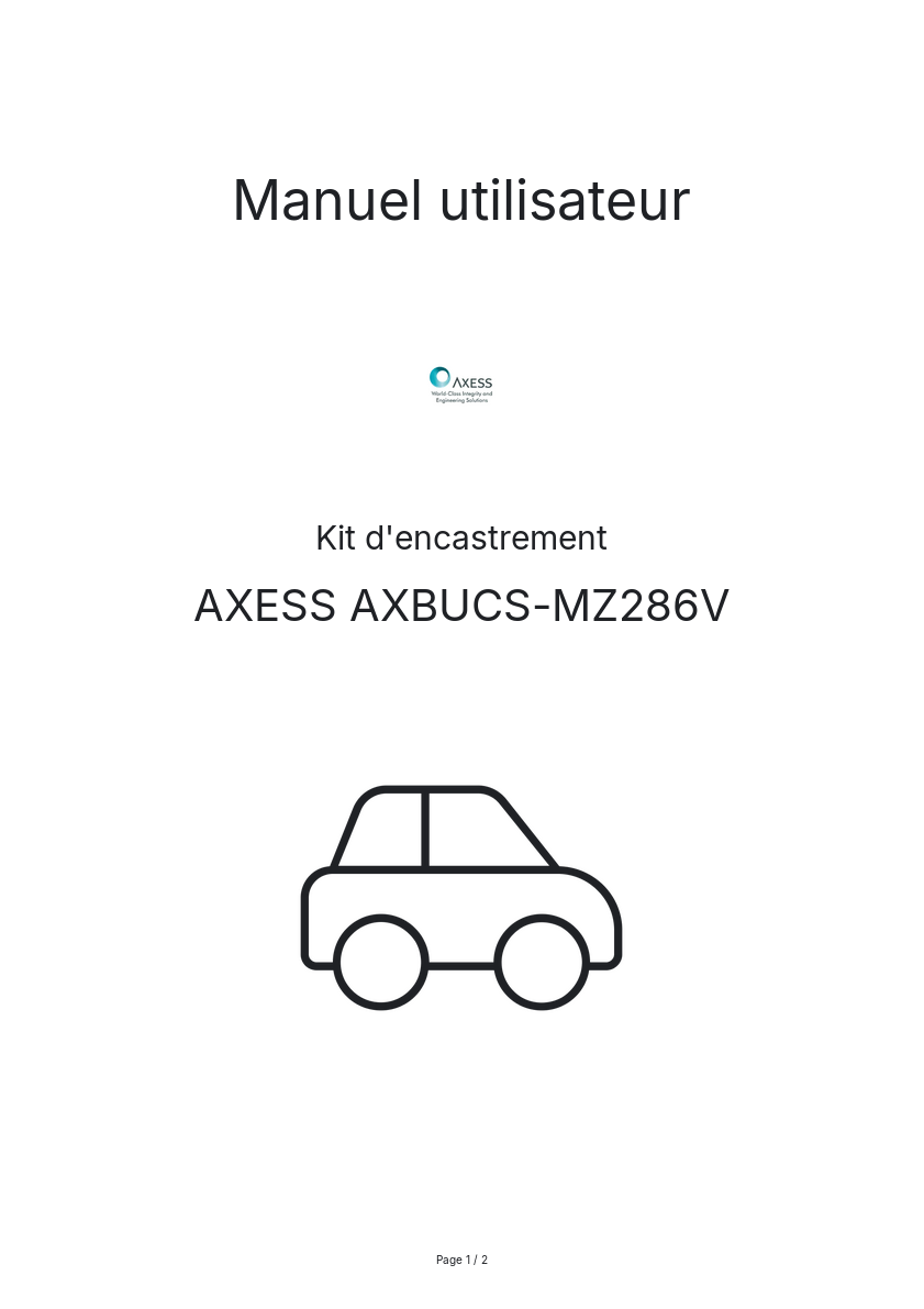 Page n°1 - Manuel utilisateur AXESS AXBUCS-MZ286V