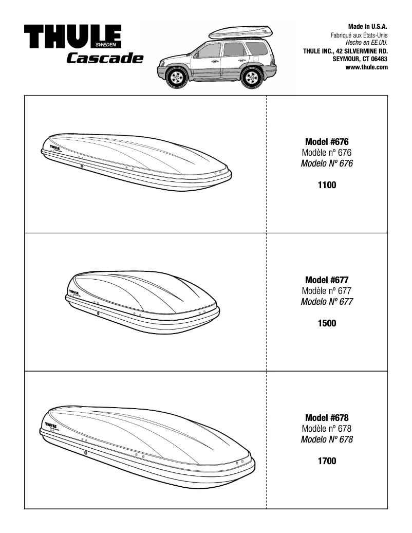 Page 1 de la notice Manuel utilisateur Thule Cascade 1100 676