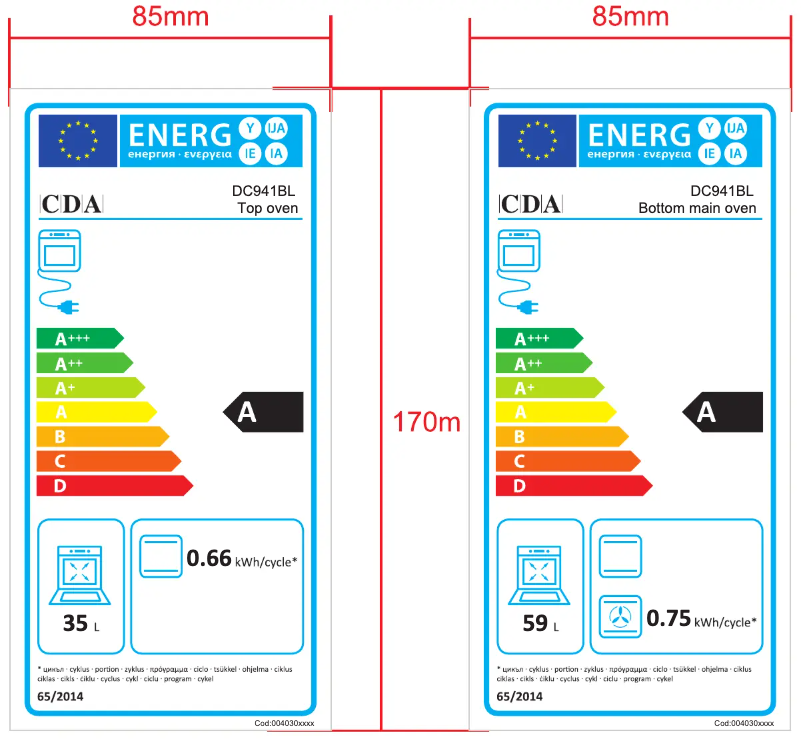 Page n°1 - Label énergétique CDA DC941SS