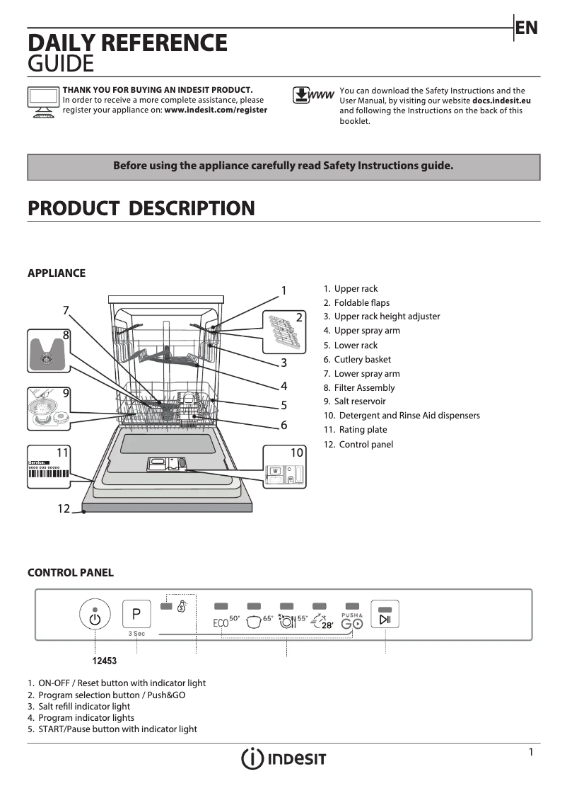 Page n°1 - Manuel utilisateur Indesit D2I HL326