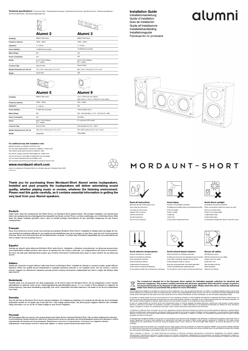 Page n°1 - Manuel utilisateur Mordaunt-Short Alumni 5