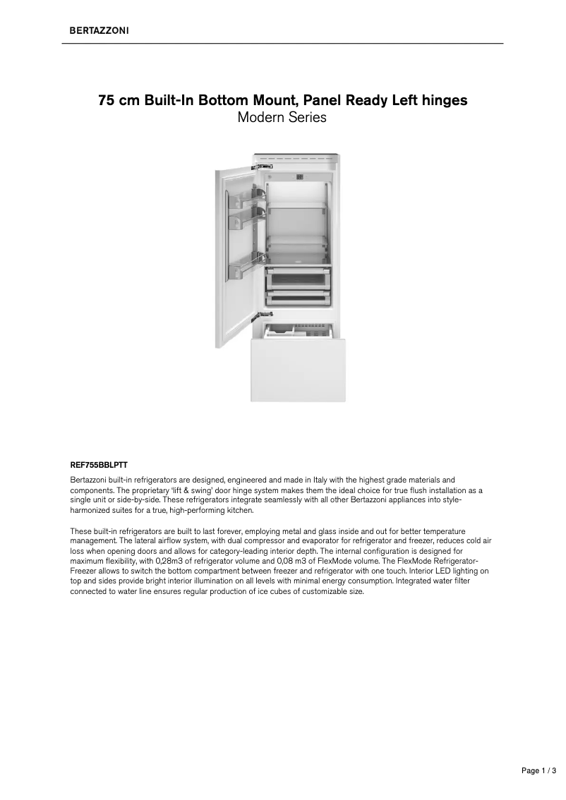 Image de la première page du manuel de l'appareil REF755BBLPTT