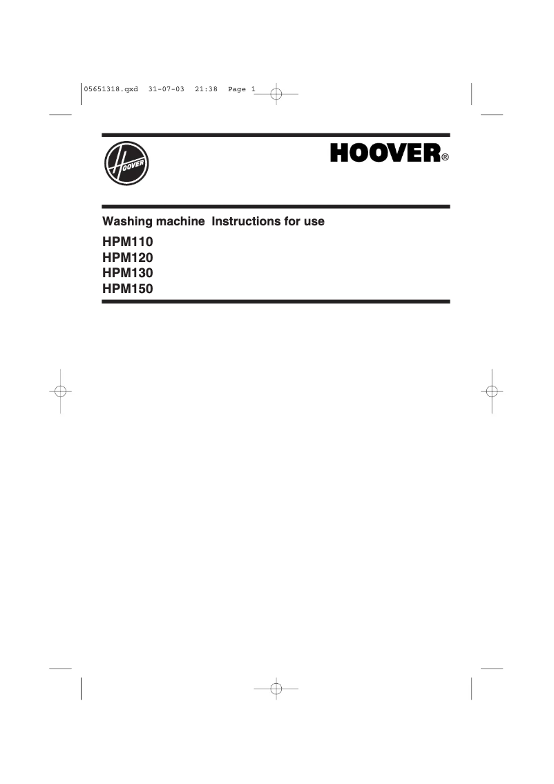 Page 1 de la notice Manuel utilisateur Hoover HPM 120