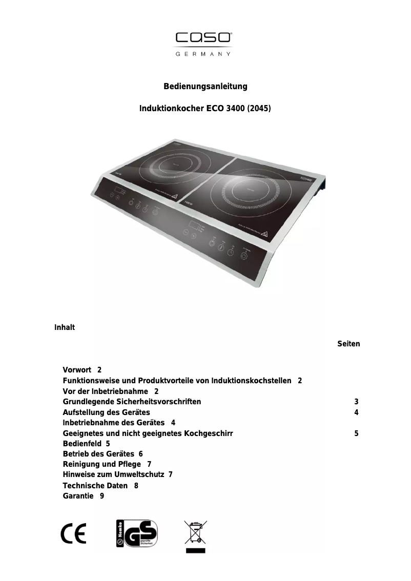 Image de la première page du manuel de l'appareil ECO 3400