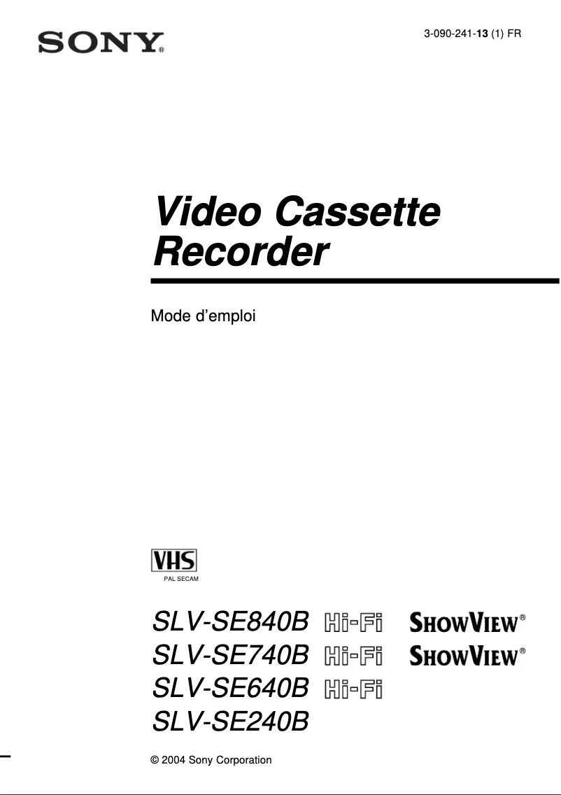 Image de la première page du manuel de l'appareil SLV-SE640B