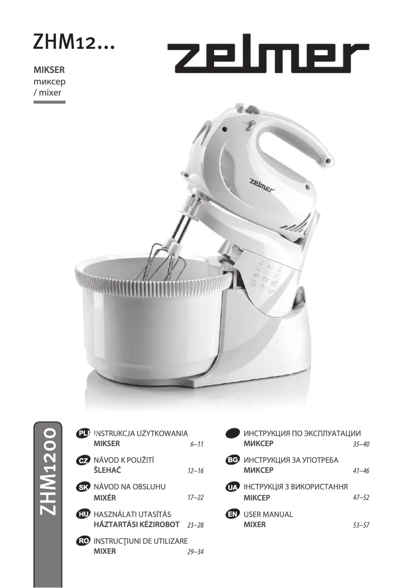 Page 1 de la notice Manuel utilisateur Zelmer ZHM1245S