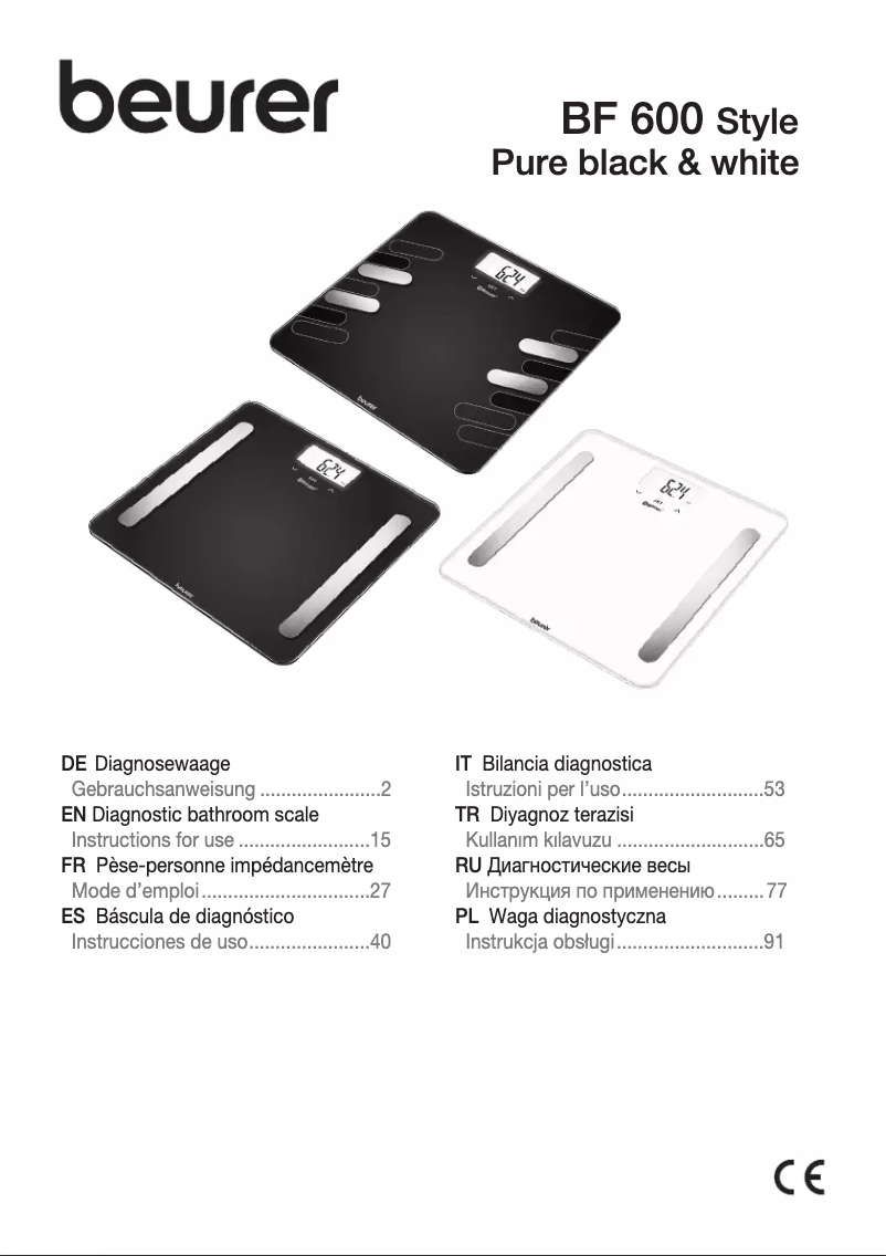 Page 1 de la notice Manuel utilisateur Beurer BF 600