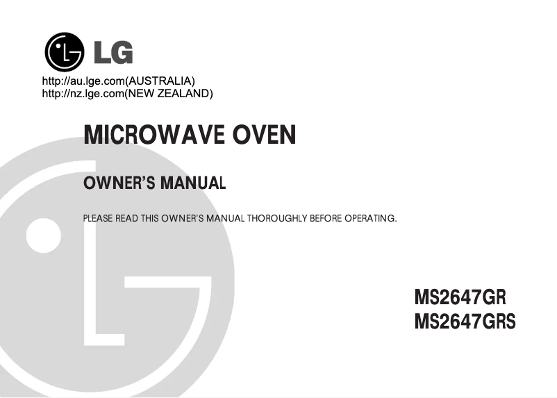 Page n°1 - Manuel utilisateur LG MS2647GRS
