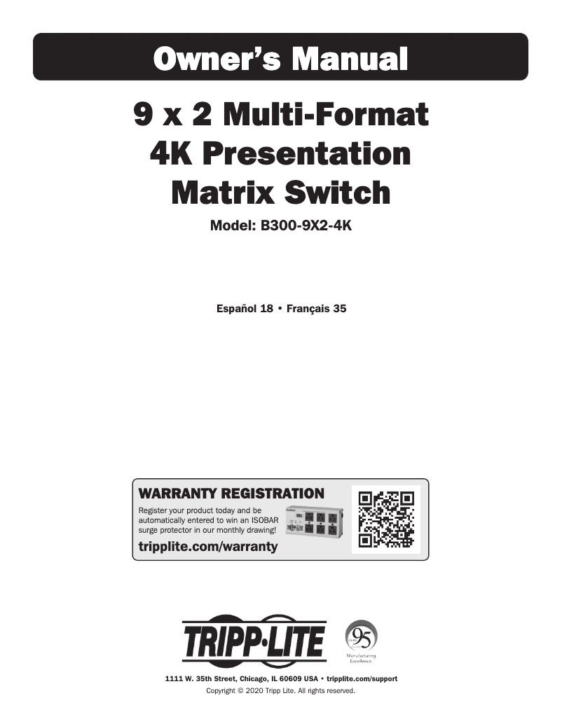 Page n°1 - Manuel utilisateur Tripp Lite B300-9X2-4K