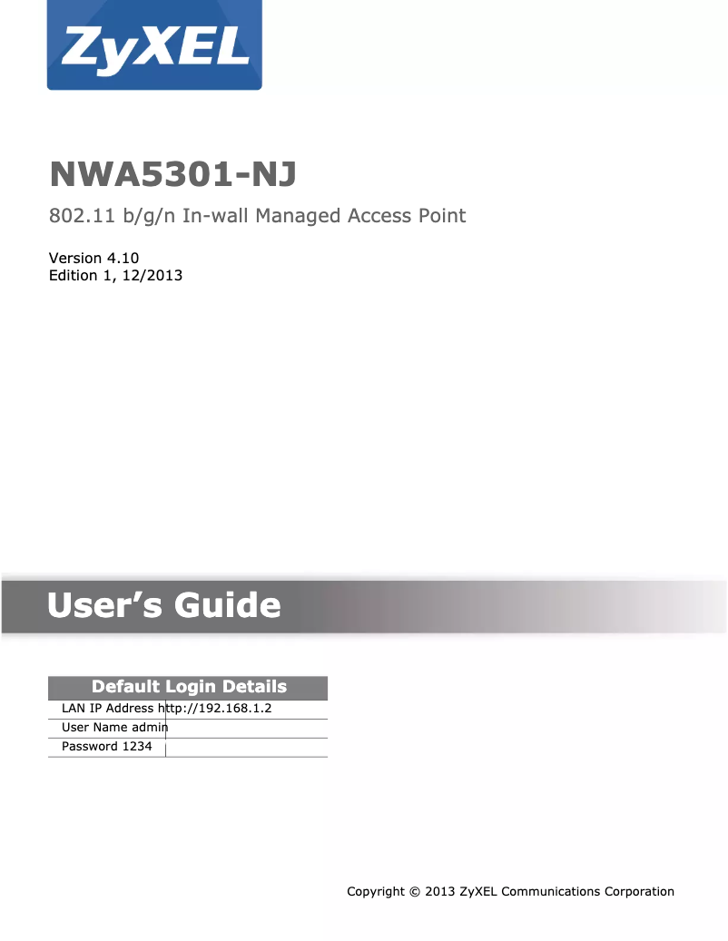 Image de la première page du manuel de l'appareil NWA5301-NJ