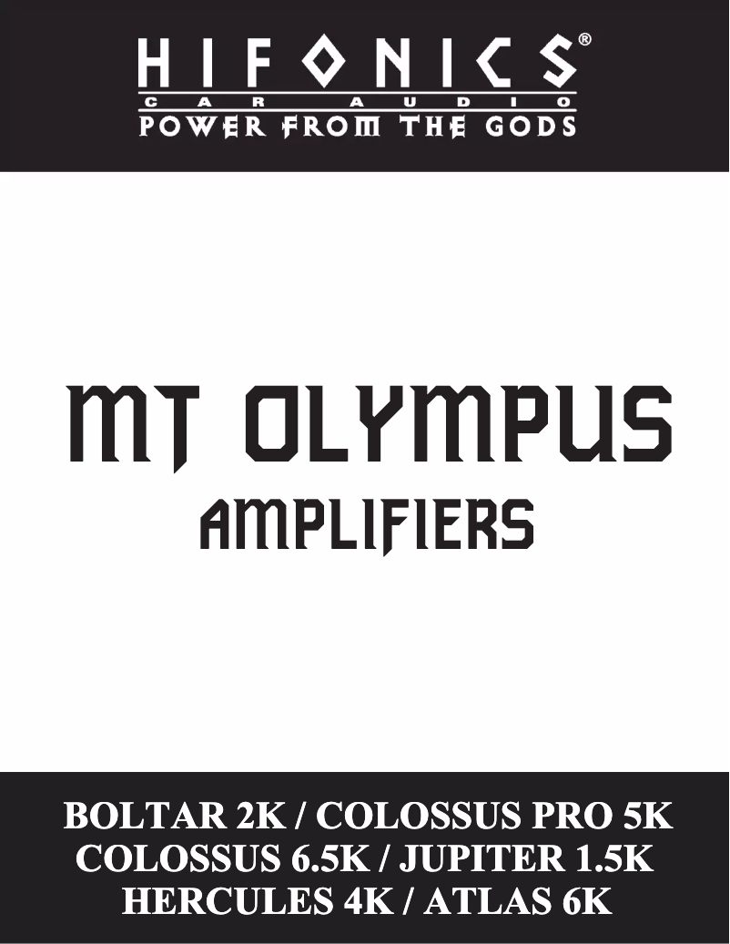 Page 1 de la notice Manuel utilisateur Hifonics MT Olympus