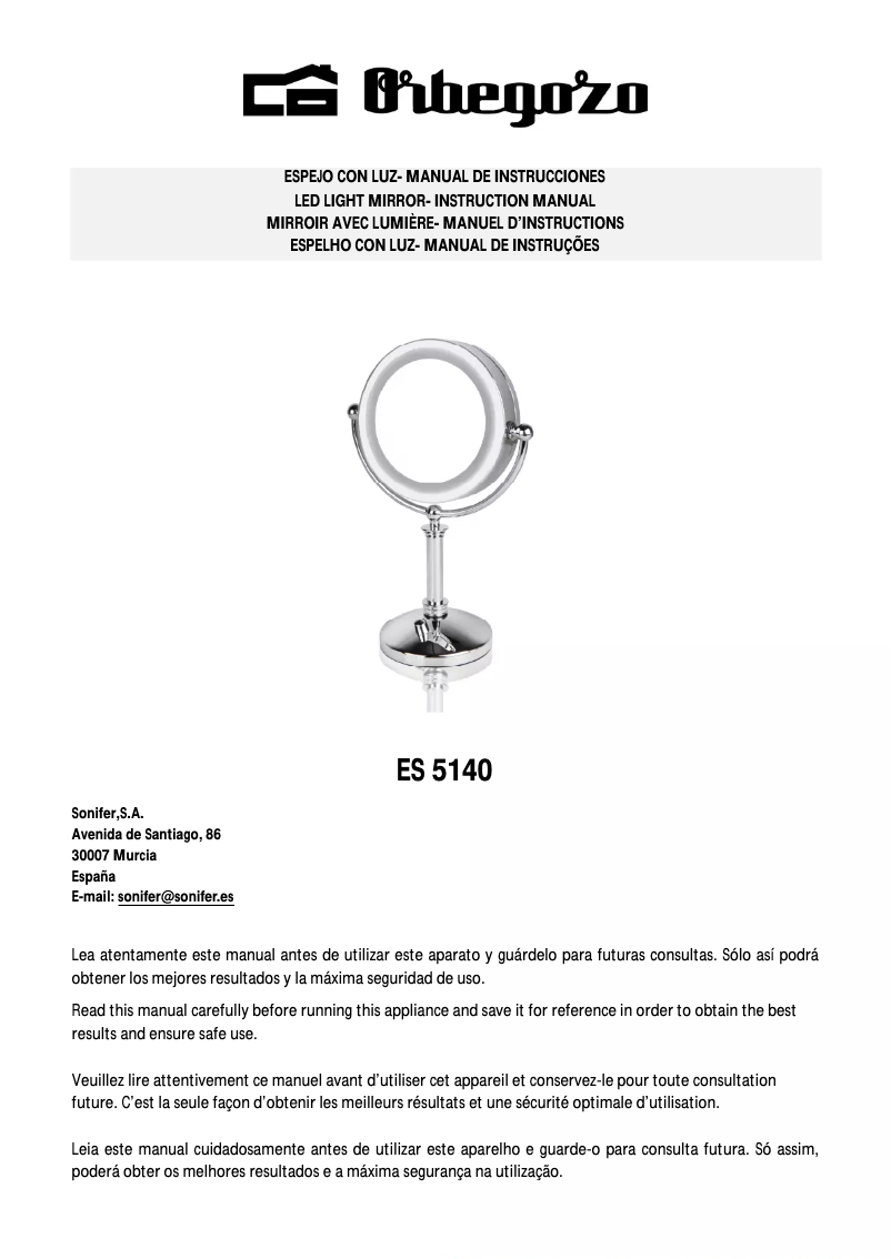 Page 1 de la notice Manuel utilisateur Orbegozo ES 5140