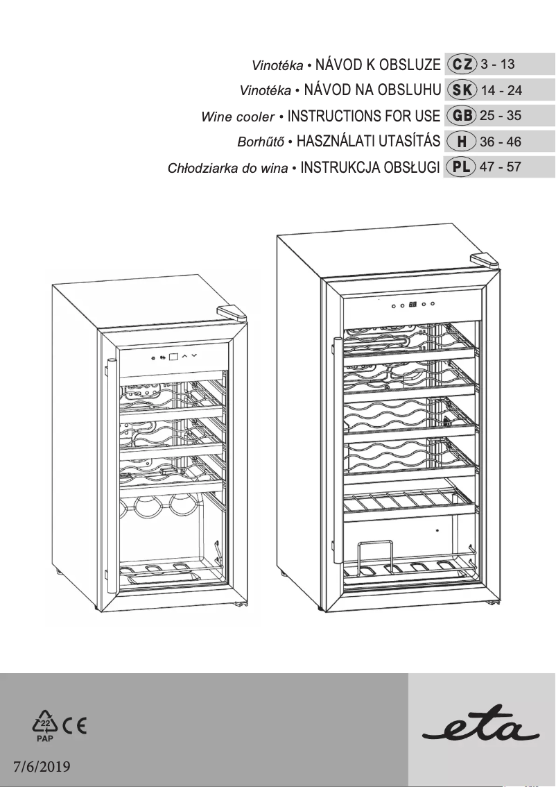 Page 1 de la notice Manuel utilisateur Eta 9528 90010