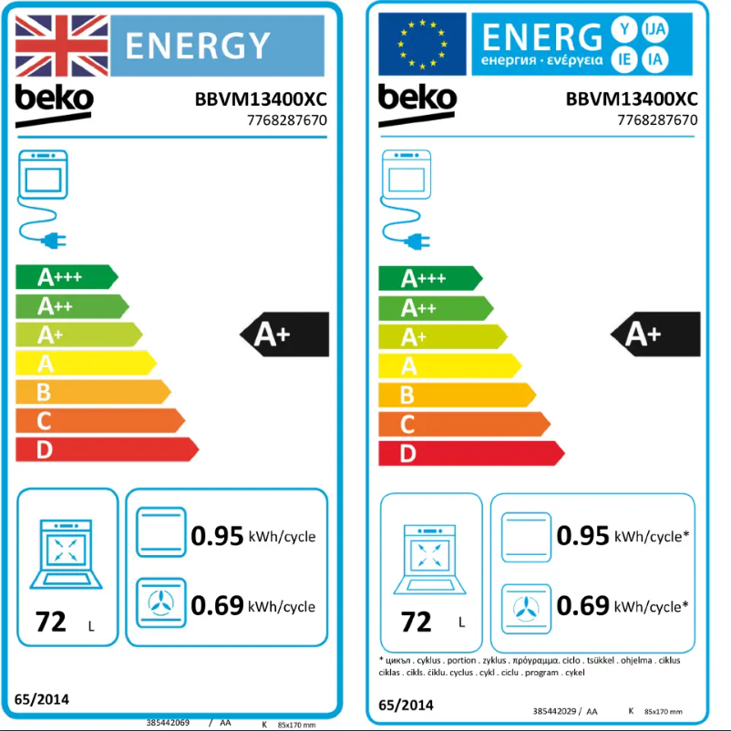 Page n°1 - Label énergétique Beko BBVM13400XC