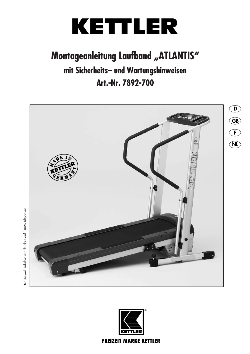 Page n°1 - Manuel utilisateur Kettler Atlantis