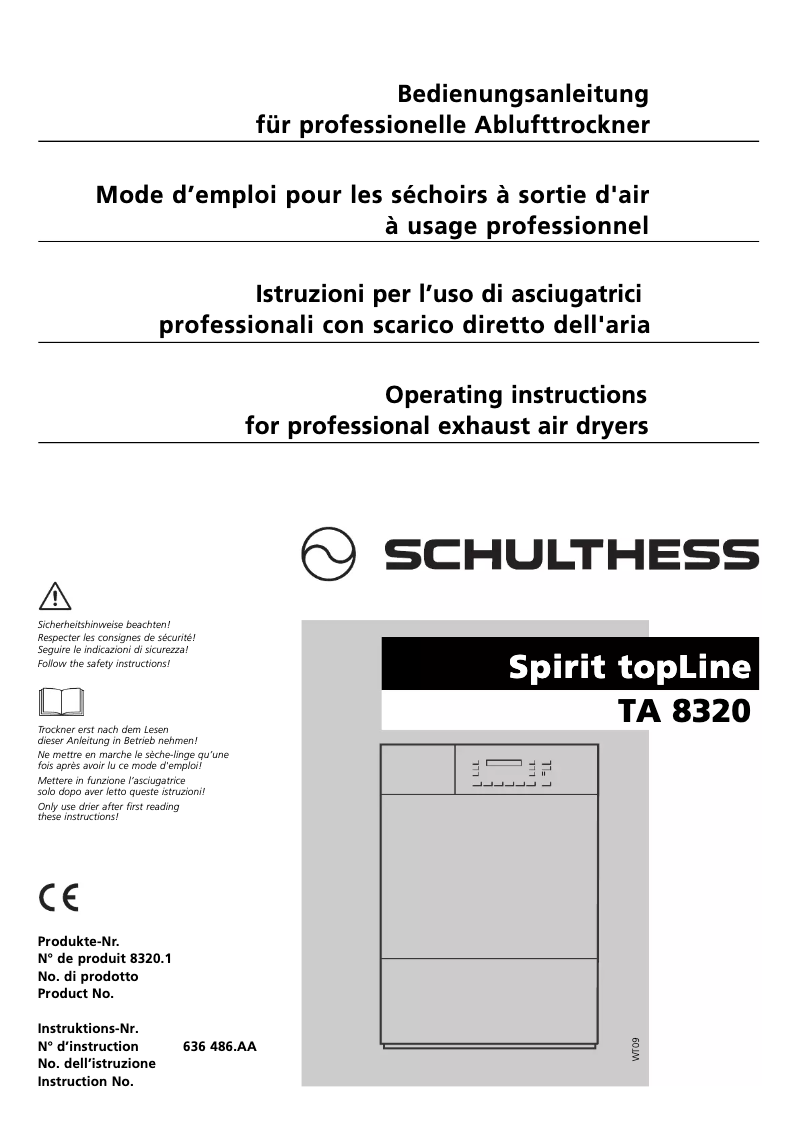 Page n°1 - Manuel utilisateur Schulthess Spirit TopLine TA 8320