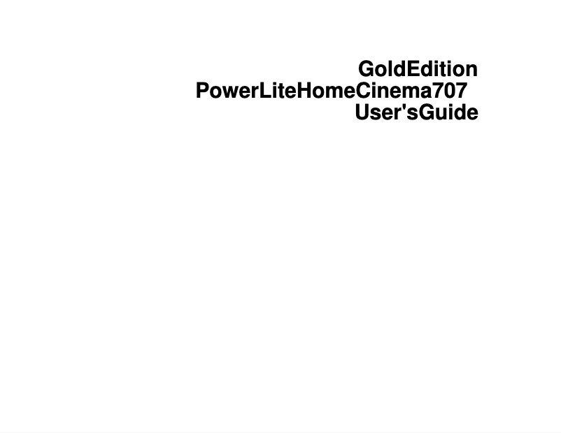 Page 1 de la notice Manuel utilisateur Epson PowerLite Home Cinema 707