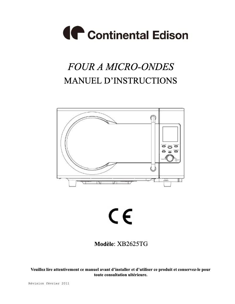 Page n°1 - Manuel utilisateur Continental Edison CEMOAC25G