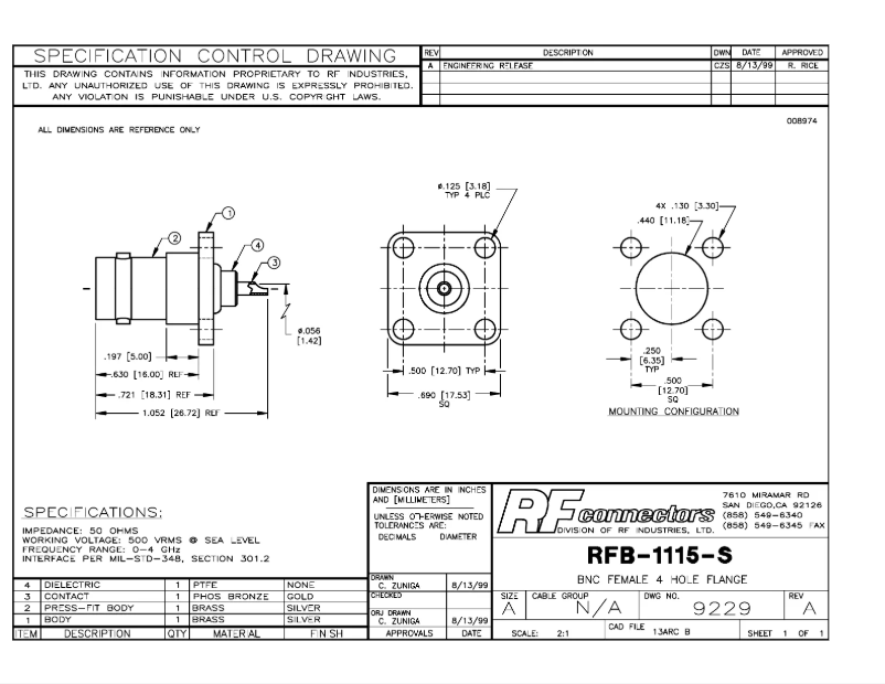 Page 1 de la notice Manuel utilisateur RF Elements RFB-1115-S
