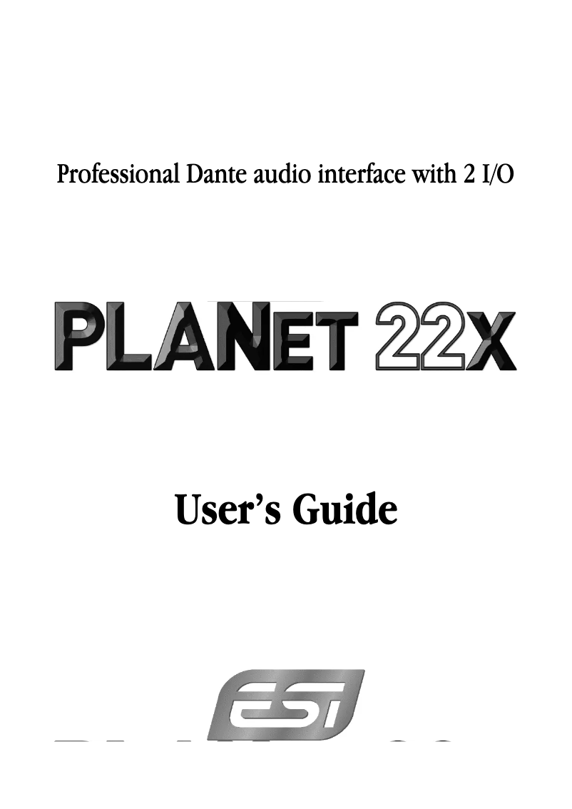 Page n°1 - Manuel utilisateur ESI Planet 22X