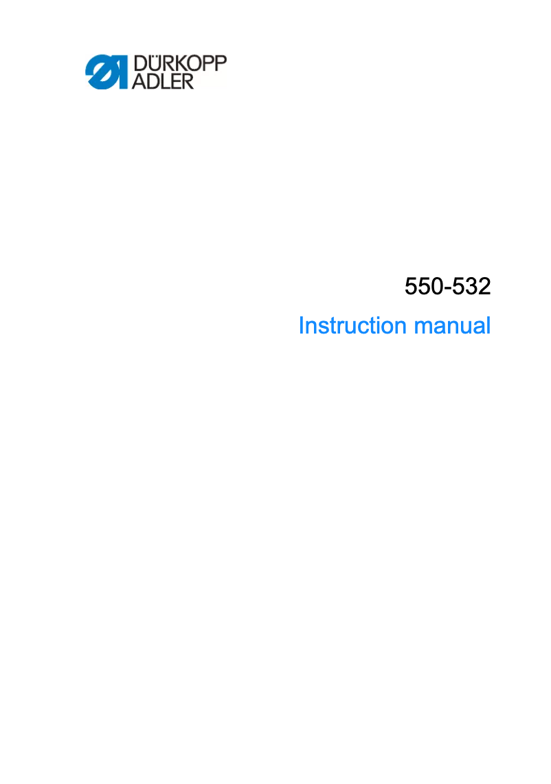 Page 1 de la notice Manuel utilisateur Dürkopp Adler 550-532
