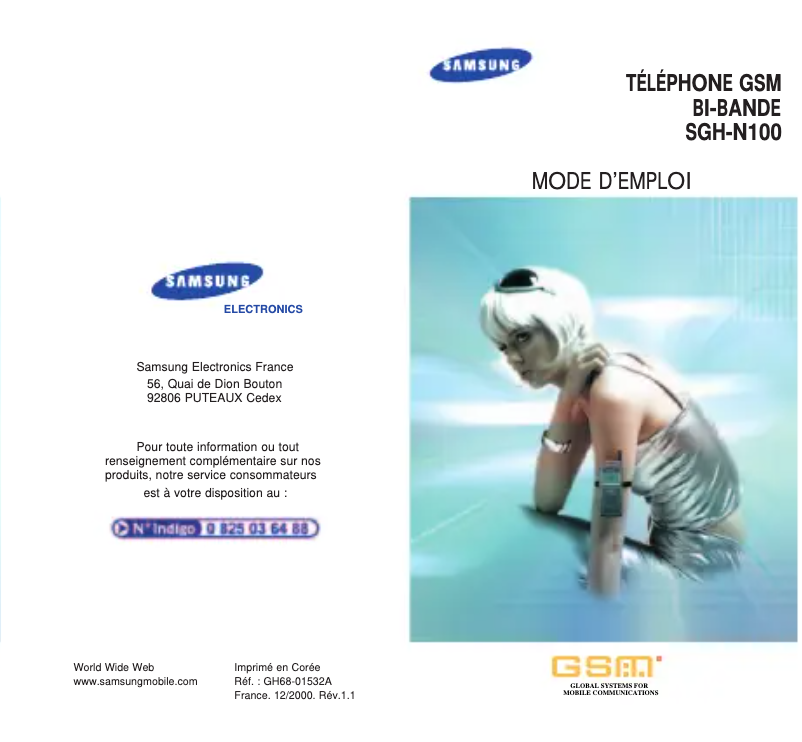 Page 1 de la notice Manuel utilisateur Samsung SGH-N100EA