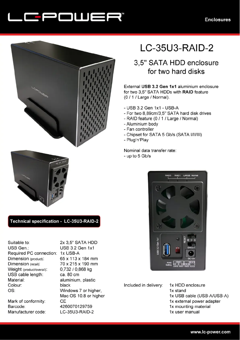 Image de la première page du manuel de l'appareil LC-35U3-RAID-2