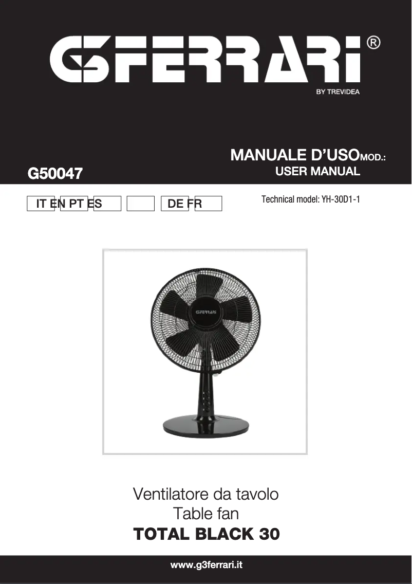 Page 1 de la notice Manuel utilisateur G3 Ferrari Total Black 30 G50047