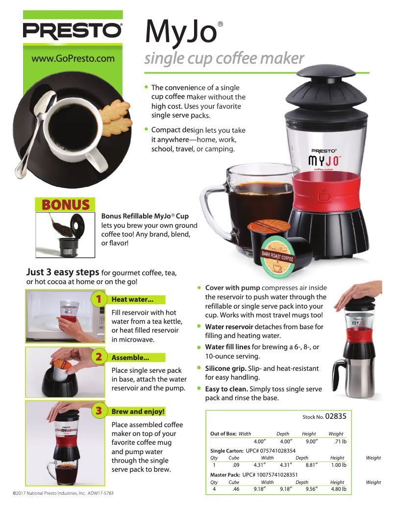 Image de la première page du manuel de l'appareil MyJo 02835