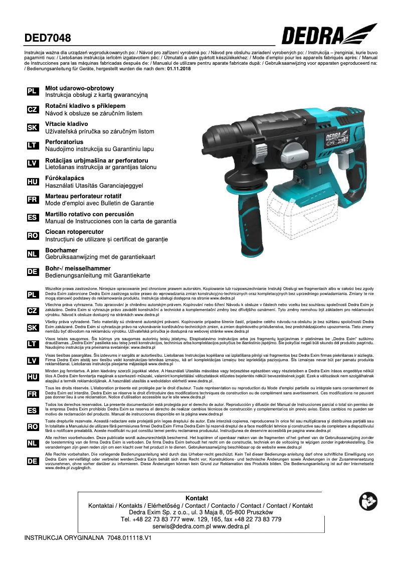 Page 1 de la notice Manuel utilisateur DEDRA DED7048