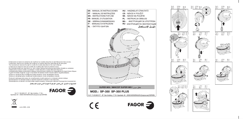 Page 1 de la notice Manuel utilisateur Fagor SP-350PLUS