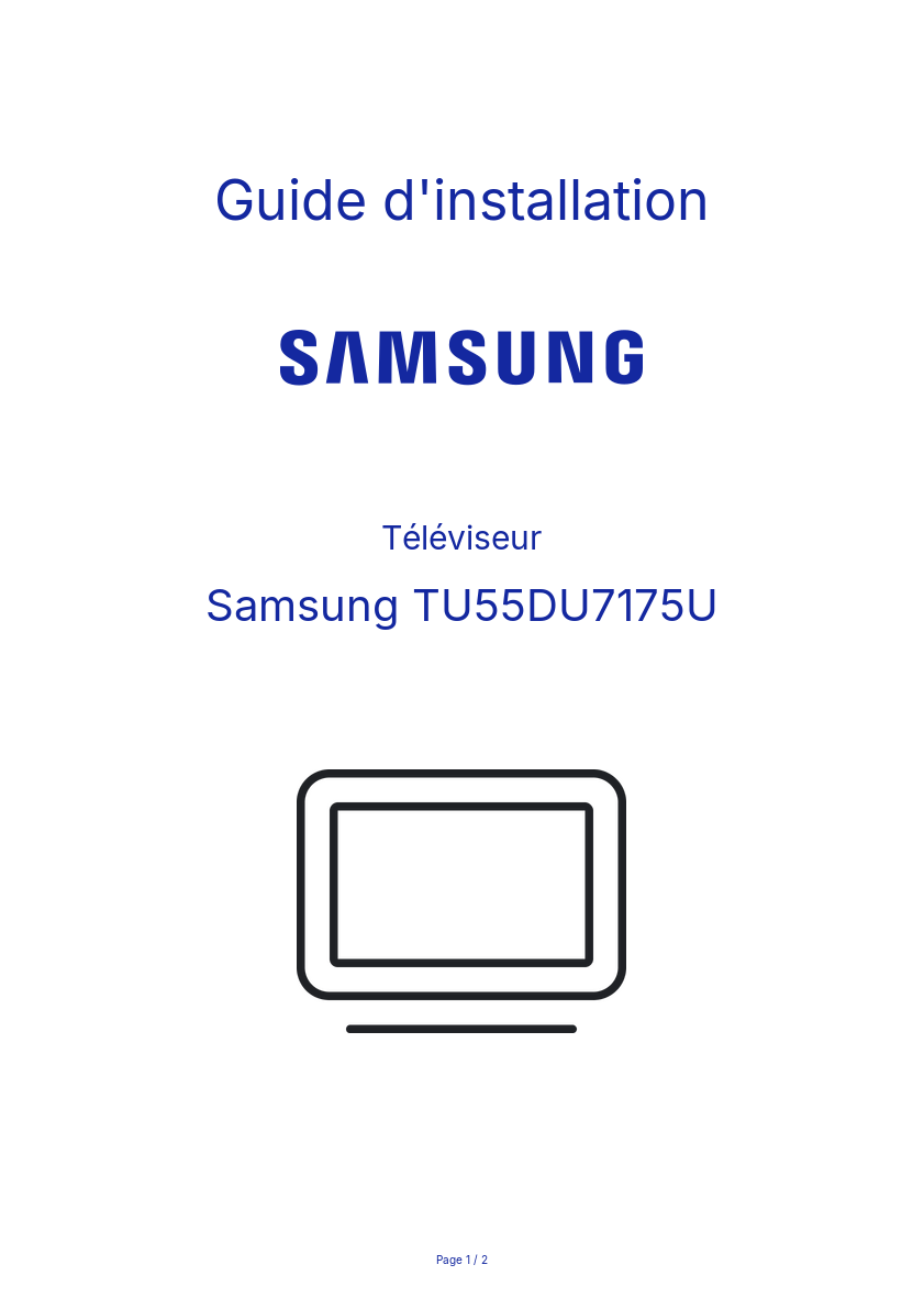 Page n°1 - Guide d'installation Samsung TU55DU7175U