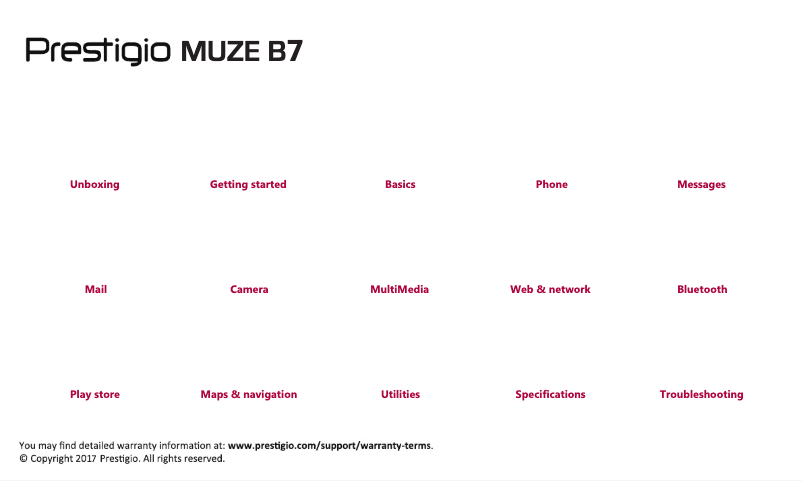 Page n°1 - Manuel utilisateur Prestigio Muze B7