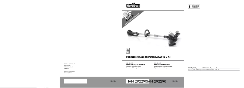 Page 1 de la notice Manuel utilisateur Florabest FARAT 40-Li A1